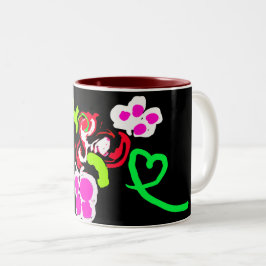 Butterflies and Roses valentine  Tweekleurige Koffiemok