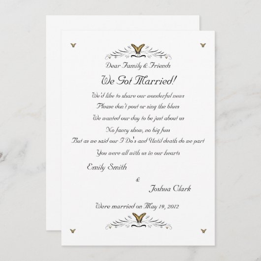 Butterflies and Swirls elopement 2 Aankondiging (Voorkant / Achterkant)