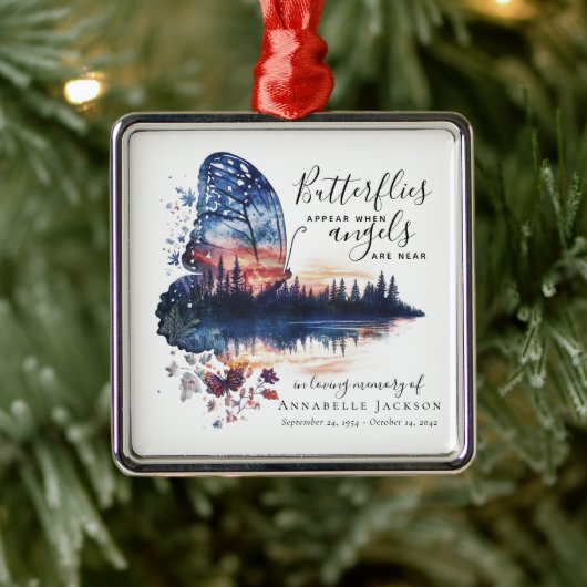 Butterflies Angels Quote Memorial Metalen Ornament (Boom)