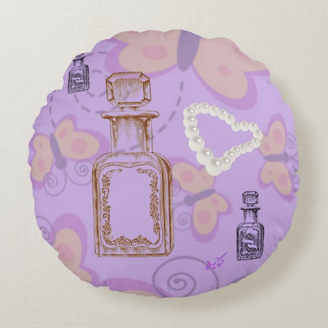 Butterflies, apathische potten en parelhoenders rond kussen (Voorkant)