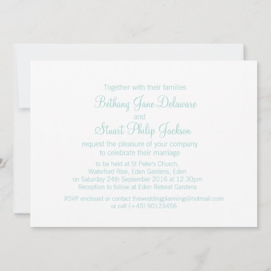 Butterflies aqua blauwgroen huwelijksuitnodiging kaart (Achterkant)