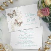 Butterflies aqua blauwgroen huwelijksuitnodiging kaart