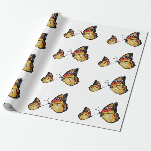 Butterflies Art Matte Wrapping Paper, 30 x 6 ft Cadeaupapier (Uitgerold)