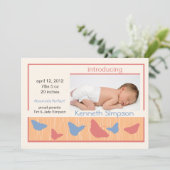 Butterflies - baby geboorteaankondiging aankondiging (Staand voorkant)
