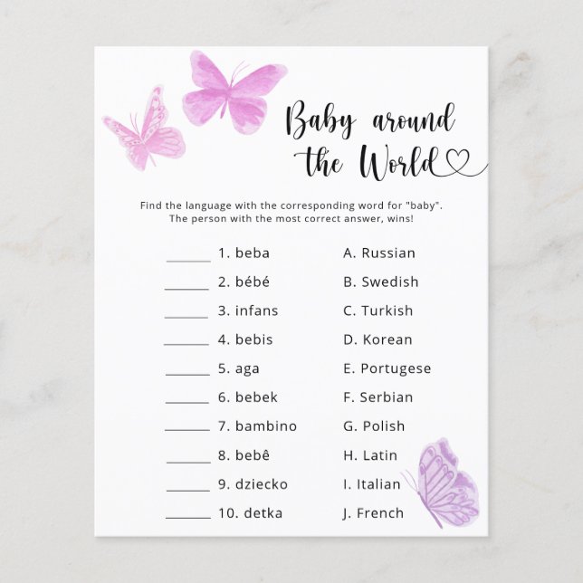 Butterflies - Baby rond de wereld spel (Voorkant)