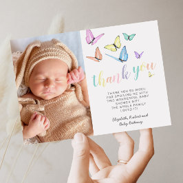 Butterflies Baby Shower Photo Thank You Bedankkaart