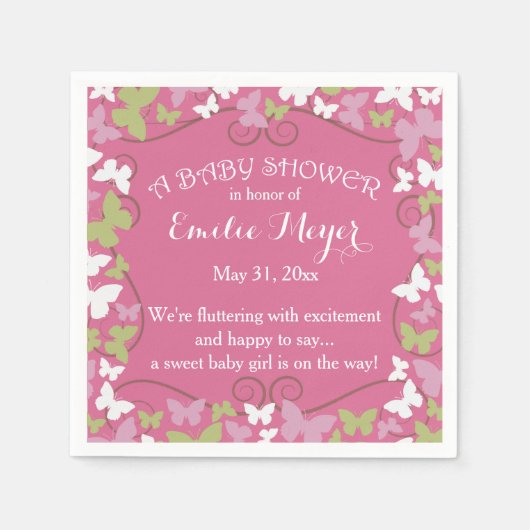 Butterflies Baby shower wegwerp servetten (Voorkant)