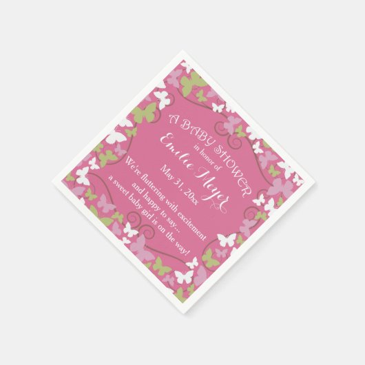 Butterflies Baby shower wegwerp servetten (Hoek)