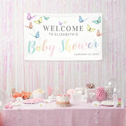 Butterflies Baby shower Welkom Spandoek (Feest)