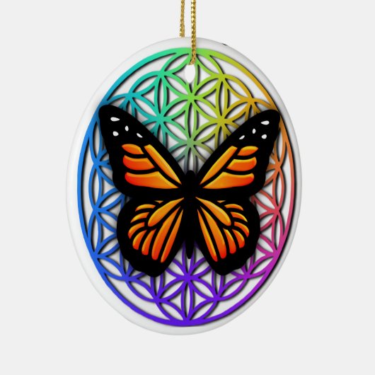 Butterflies, bange geometrie, levensbloem keramisch ornament (Rechts)
