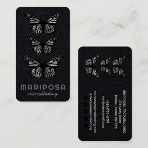 Butterflies Beauty Esthetician Salon Black White Visitekaartje