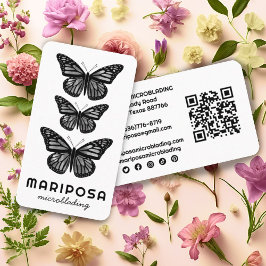 Butterflies Beauty Esthetician Salon QR Code BW Visitekaartje