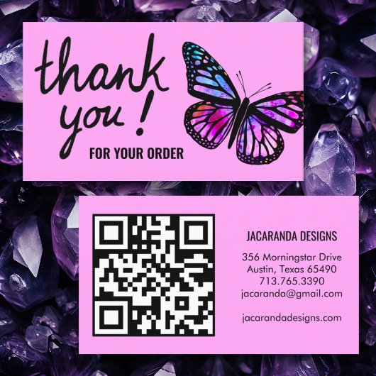 Butterflies Bedankt voor uw bestelling QR Code Visitekaartje