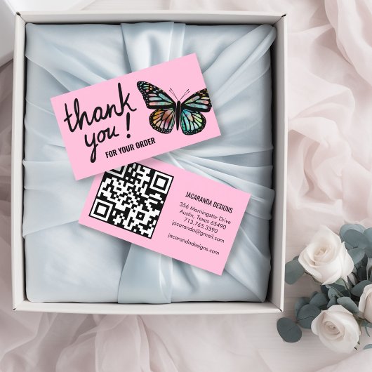 Butterflies Bedankt voor uw bestelling QR Code Visitekaartje