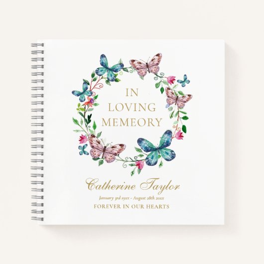 Butterflies begrafenis gedenkteken budget gastenbo notitieboek (Voorkant)