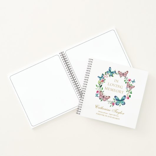 Butterflies begrafenis gedenkteken budget gastenbo notitieboek (Binnen)