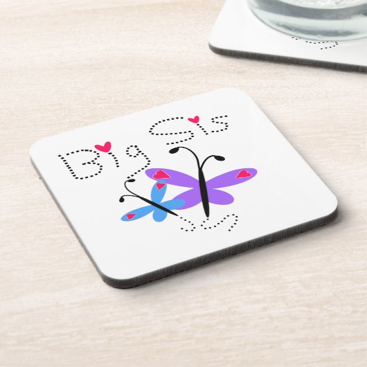 Butterflies Big Sis Gifts Bier Onderzetter (Linkerzijde)