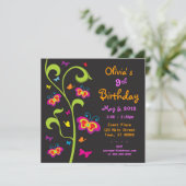 Butterflies Birthday Invitation Kaart (Staand voorkant)