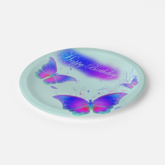 Butterflies Birthday Papieren Bordje (Gekanteld)