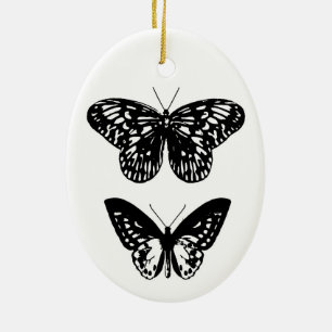 Butterflies Black en White Keramisch Ornament