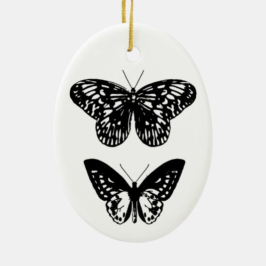 Butterflies Black en White Keramisch Ornament (Achterkant)