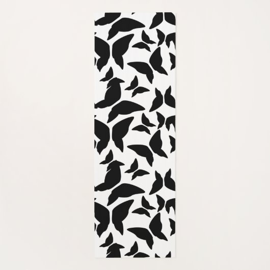Butterflies Black Pattern Yoga Mat (Achterkant)