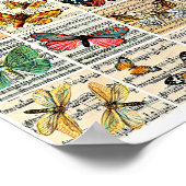 Butterflies Blad Muziek  Ephemera Art Poster (Hoek)