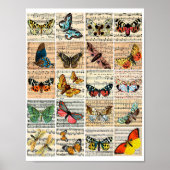 Butterflies Blad Muziek  Ephemera Art Poster (Voorkant)