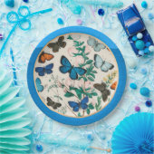 Butterflies, blauw lijst papieren bordje (Feest)