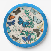 Butterflies, blauw lijst papieren bordje (Voorkant)