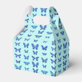 Butterflies, blauw, turkooizen achtergrond bedankdoosjes (Achterkant)