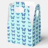 Butterflies, blauw, turkooizen achtergrond bedankdoosjes (Geopend)