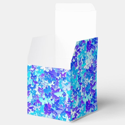 Butterflies, blauw, turquoise, lavender bedankdoosjes (Geopend)