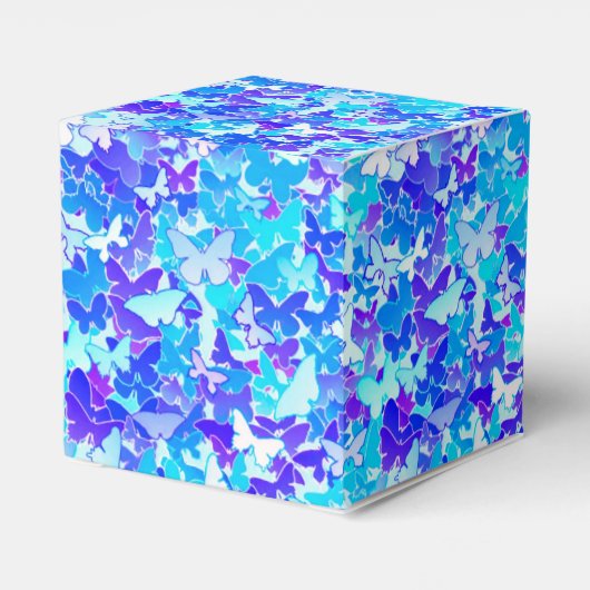 Butterflies, blauw, turquoise, lavender bedankdoosjes (Achterkant)