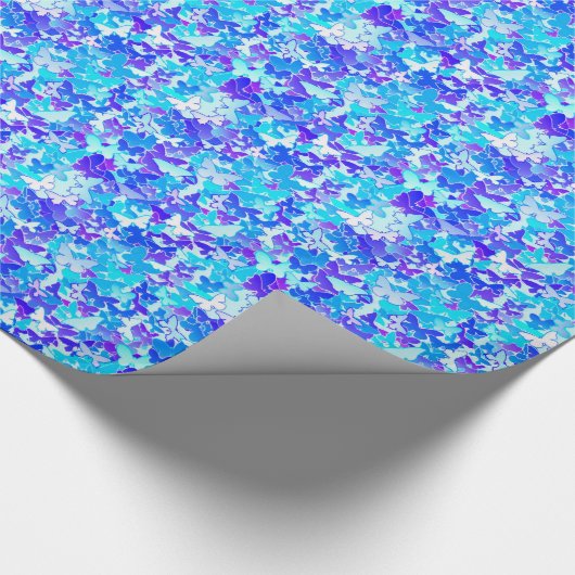 Butterflies, blauw, turquoise, lavender cadeaupapier (Hoek)