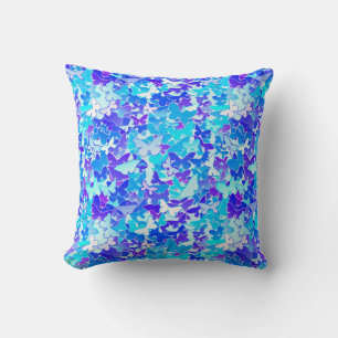 Butterflies, blauw, turquoise, lavender kussen