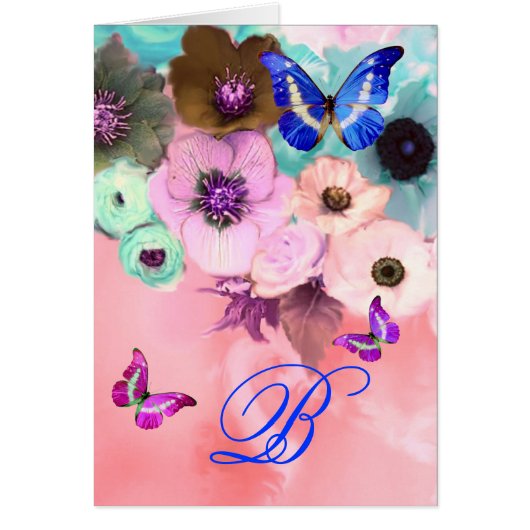 BUTTERFLIES, BLAUWGROEN ROZEN PINK EN ANEMONSENSTR (Voorkant)