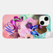 BUTTERFLIES, BLAUWGROEN ROZEN PINK EN ANEMONSENSTR Case-Mate iPhone CASE (Achterkant (horizontaal))