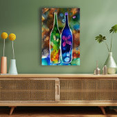 Butterflies, bloemen en flessen canvas afdruk