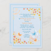 Butterflies Blue Baby shower Invitation Kaart (Voorkant / Achterkant)