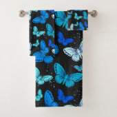 Butterflies Blue Black Bath Towel Set Bad Handdoek (Insitu)