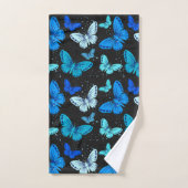 Butterflies Blue Black Bath Towel Set Bad Handdoek (Handdoek)