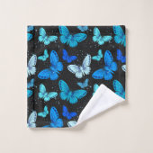 Butterflies Blue Black Bath Towel Set Bad Handdoek (Wasdoekje)