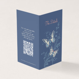 Butterflies blue koral bruiloft details kaart QR