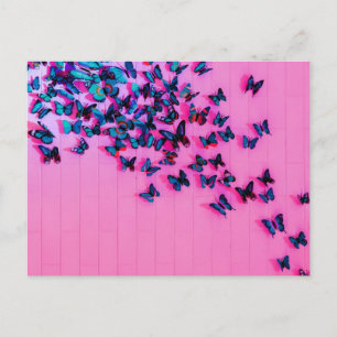 Butterflies Blue Pink Beauful Briefkaart
