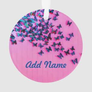 Butterflies Blue Pink Beauful Ornament