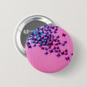 Butterflies Blue Pink Beauful Ronde Button 5,7 Cm (Voorkant /achterkant)