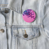 Butterflies Blue Pink Beauful Ronde Button 5,7 Cm (In situ)