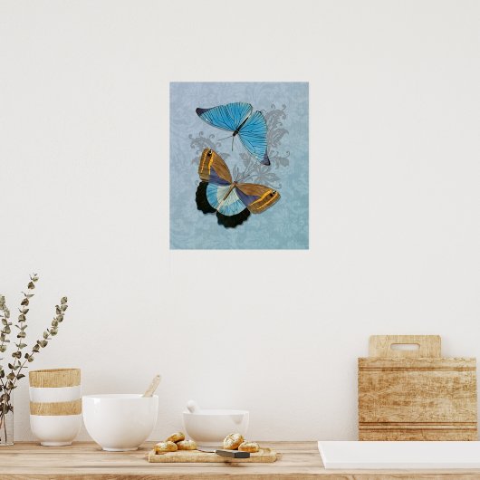 Butterflies Blue Poster (Keuken)