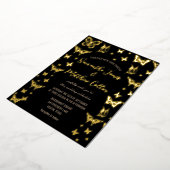 Butterflies Boho Black Gold Folie Wedding Folie Uitnodiging (Gedraaid)